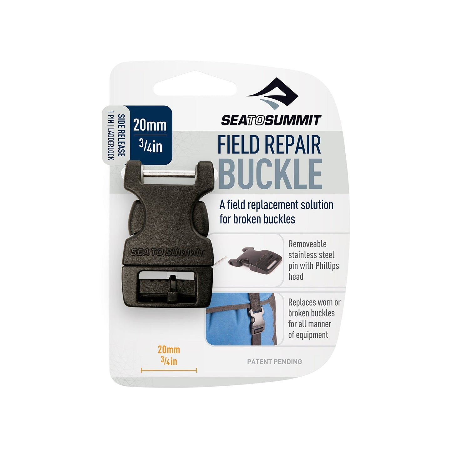Side Release Field Repair Buckle with One Removable Pin