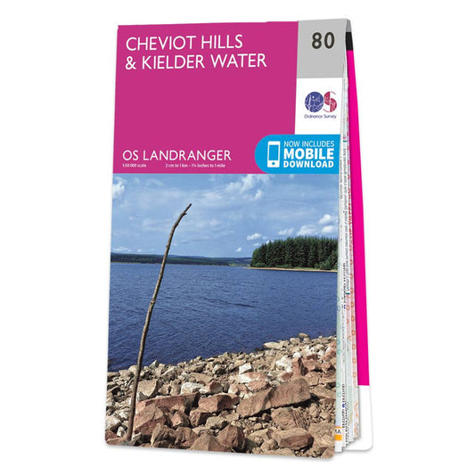 OS Map of Cheviot Hills & Kielder Water Landranger 80
