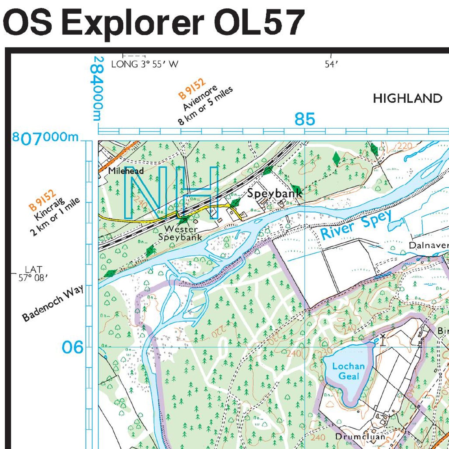 Map of Cairn Gorm & Aviemore OL 57