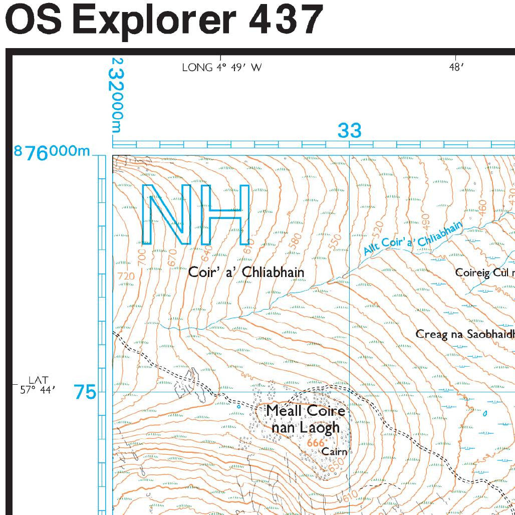 OS Map of Ben Wyvis & Strathpeffer Explorer 437