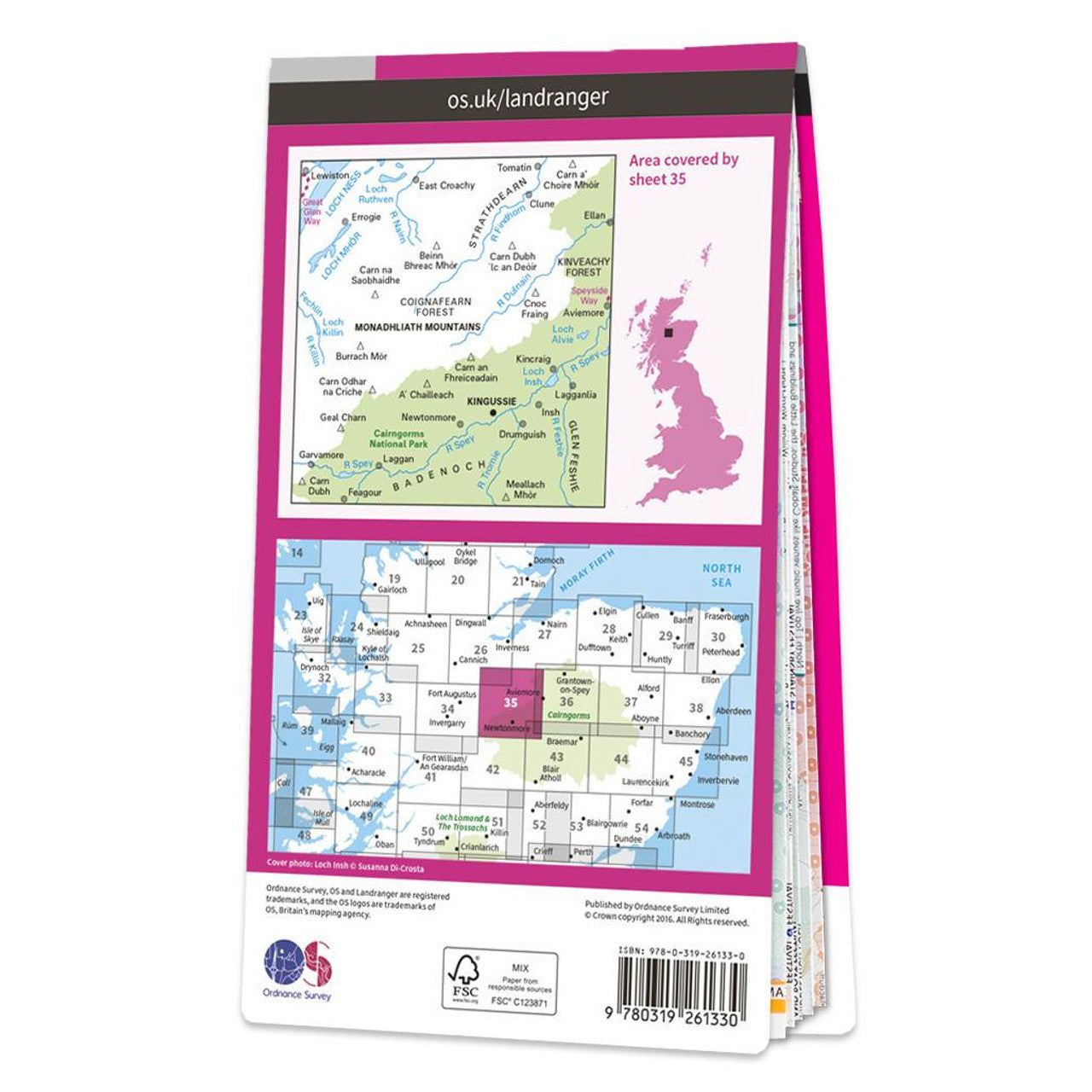 OS Map of Kingussie & Monadhliath Mountains: Landranger 35