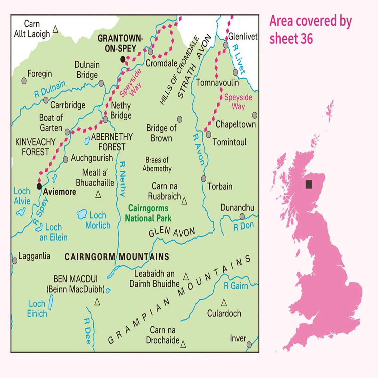 OS Map of Grantown & Aviemore: Landranger 36