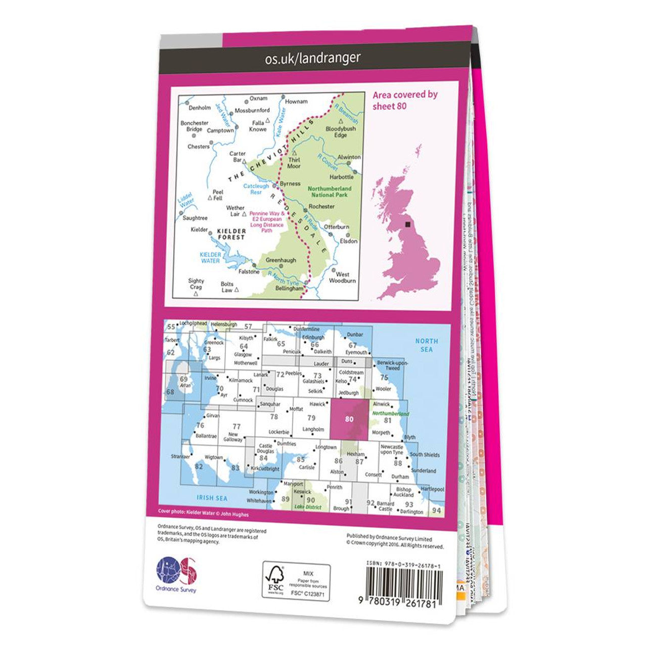 Map of Cheviot Hills & Kielder Water 80