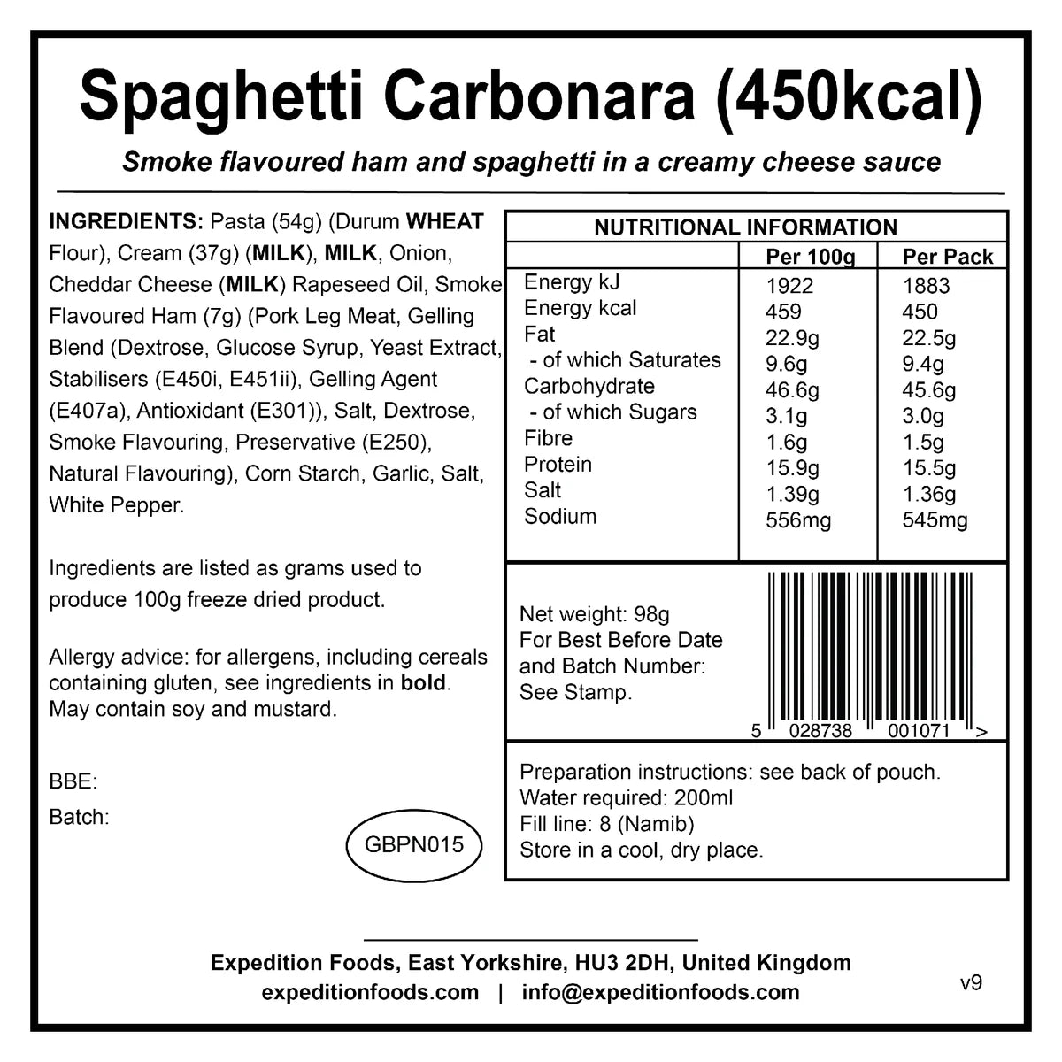 Expedition Foods Spaghetti Carbonara