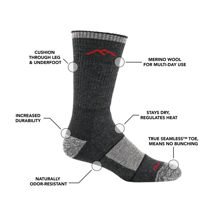 Darn Tough Men's Hiker Boot Full Cushion Midweight Hiking Socks