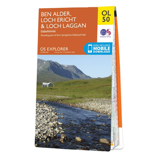 Map of Ben Alder, Loch Ericht & Loch Laggan: Explorer OL50