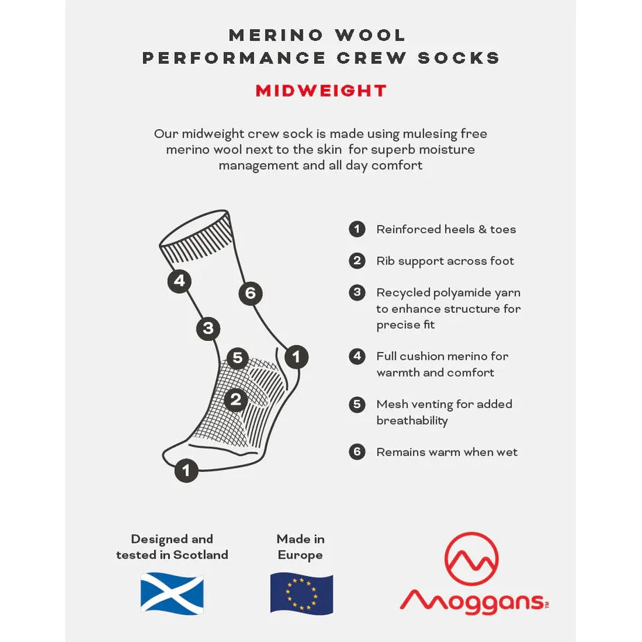 Moggans Midweight Merino Crew Sock