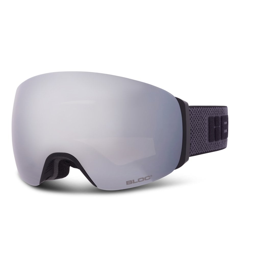 Bloc G990 Forty-Five Matt Black Silver Mirror Lens Cat 3 Plus All Weather Cat 2 Lens Ski Goggles