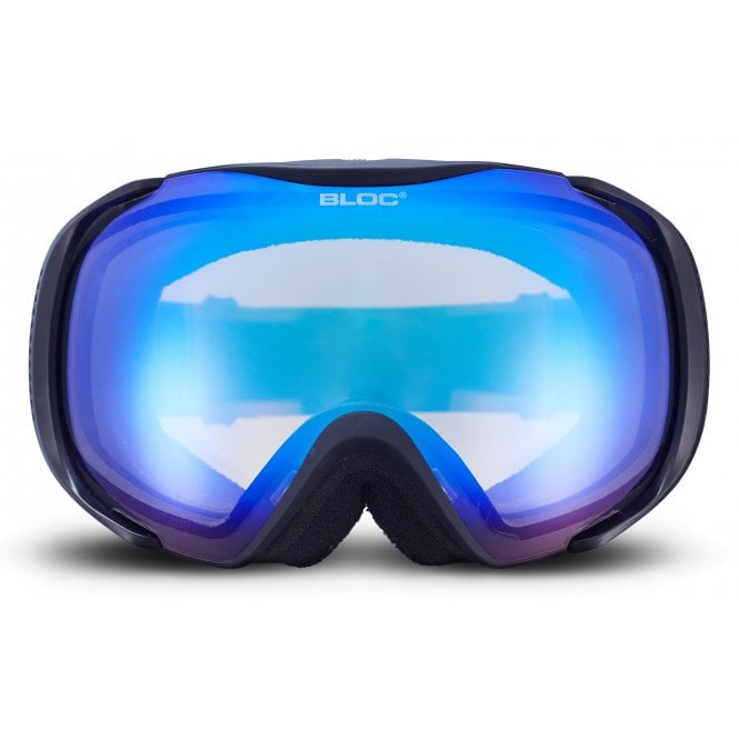 Bloc M203R Mask Matt Black Brown/Blue Mirror Lens Cat 2 Ski Goggles