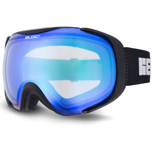 Bloc MK12 Mask Matt Black Photochromatic Blue Mirror Lens Cat 1-2 Ski Goggles