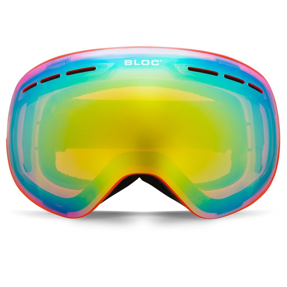 Bloc G51 Eighty Five Matt Orange One Orange Mirror Lens Cat 2 Plus One Silver Mirror Lens Cat 3 Lens Ski Goggles