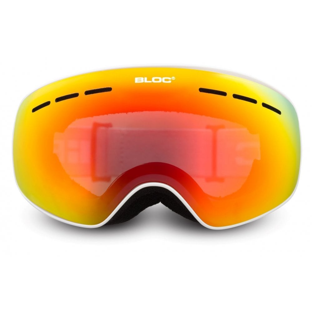 Bloc JM206N Small Fit Moon Matt White Dark Brown Red Mirror Lens Cat 3 Ski Goggles