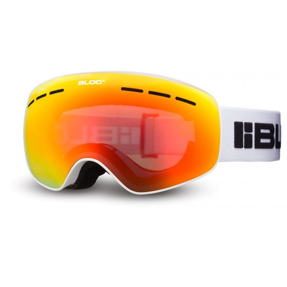 Bloc JM206N Small Fit Moon Matt White Dark Brown Red Mirror Lens Cat 3 Ski Goggles