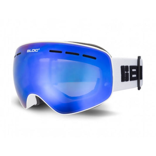 Bloc JM808N Small Fit Moon Matt White Brown Blue Mirror Lens Cat 2 Ski Goggles