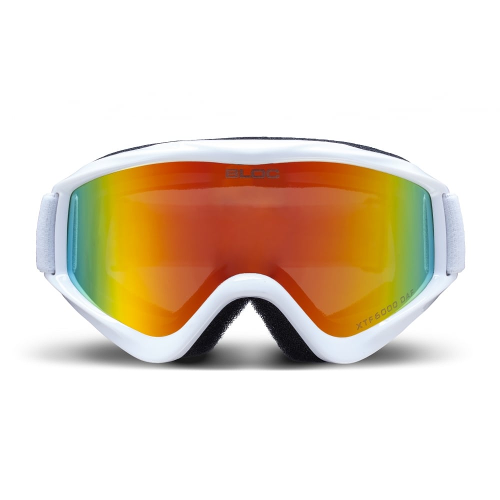 Bloc RK26N Spark White Dark Brown Red Mirror Lens Cat 3 Junior Ski Goggles