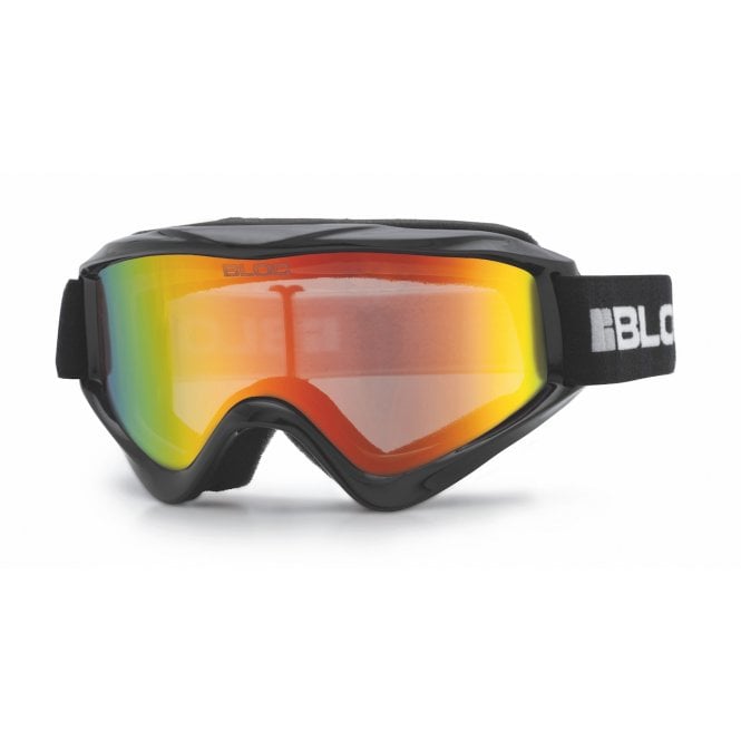 Bloc RK29N Spark Shiny Black Dark Brown Red Mirror Lens Cat 3 Junior Ski Goggles