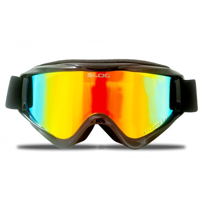 Bloc RK29N Spark Shiny Black Dark Brown Red Mirror Lens Cat 3 Junior Ski Goggles