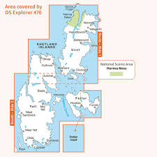 Map of Shetland Unst, Yell & Fetlar