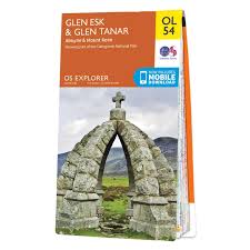 OS Map of Glen Esk & Glen Tanar OL54