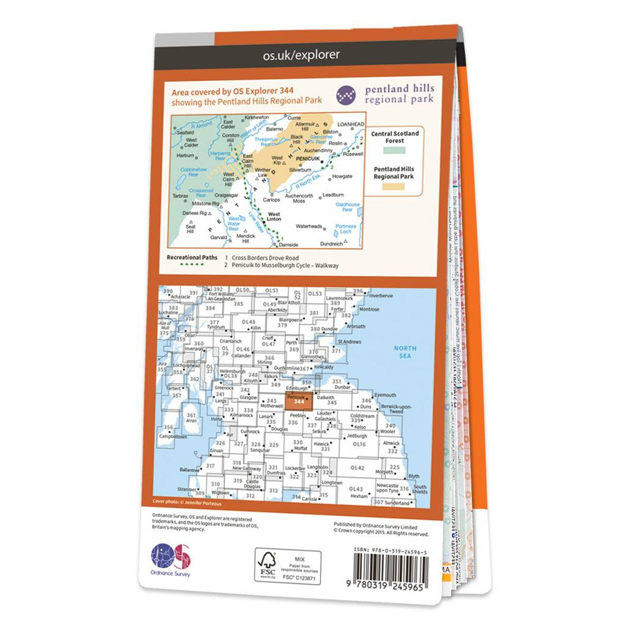 OS Map of Pentland Hills: Explorer 344