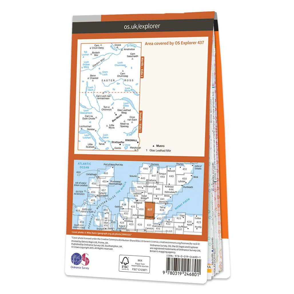 OS Map of Ben Wyvis & Strathpeffer Explorer 437