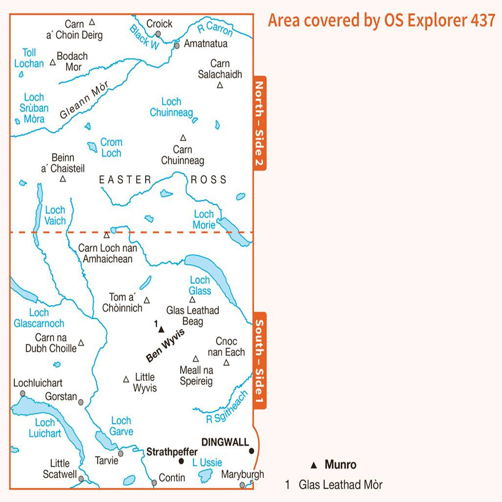 OS Map of Ben Wyvis & Strathpeffer Explorer 437