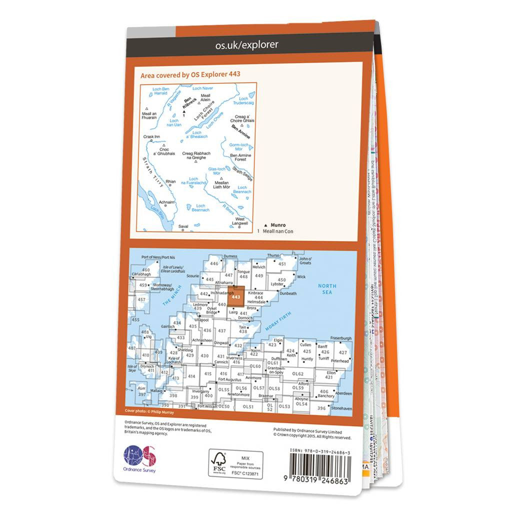 OS Map of Ben Klibreck & Ben Armine Explorer 443