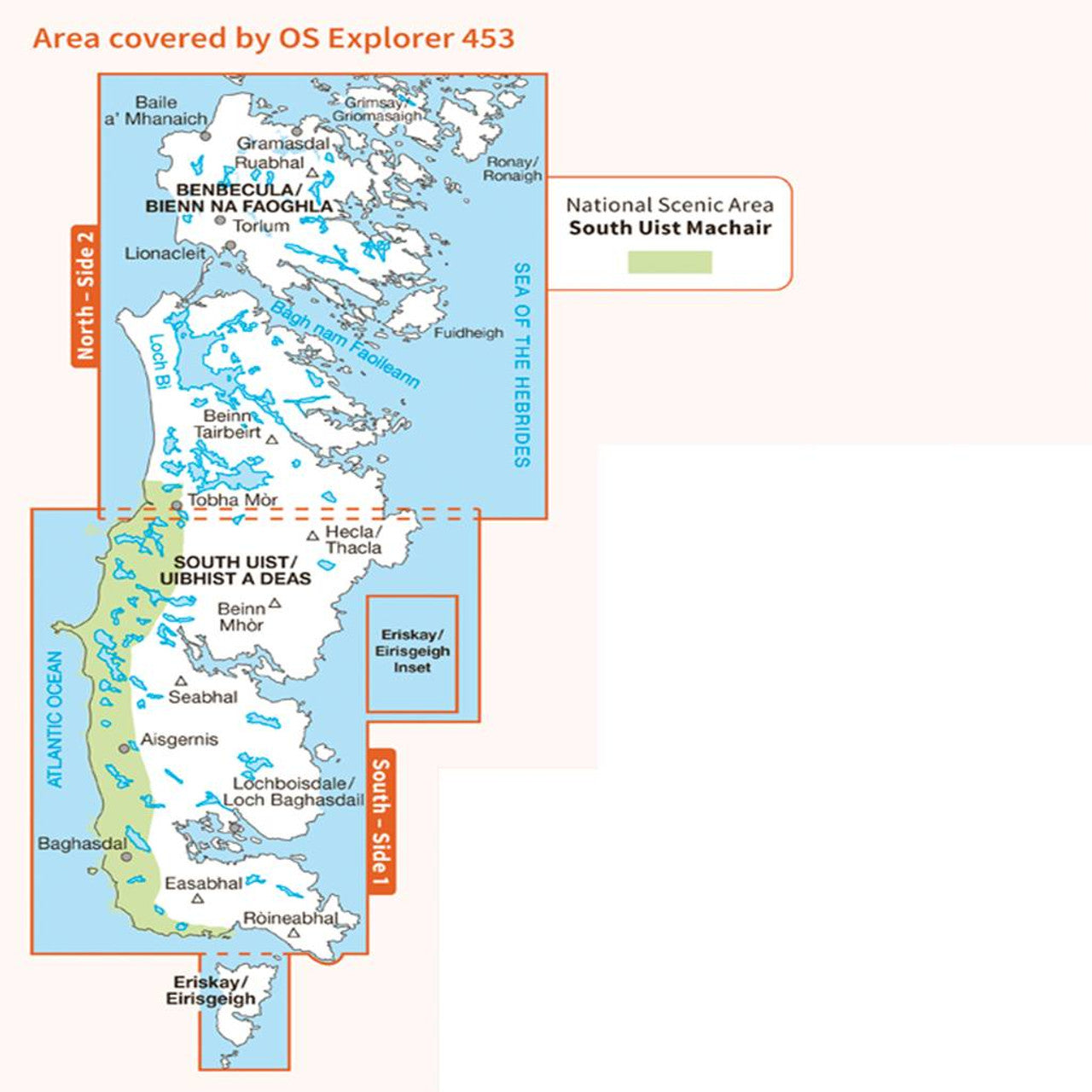 Map of Benbecula & South Uist, Eriskay 453