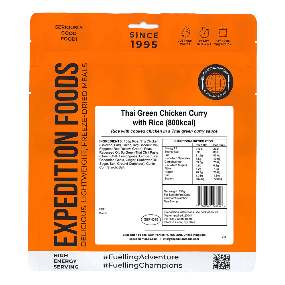 Expedition Foods Thai Green Chicken Curry with Rice